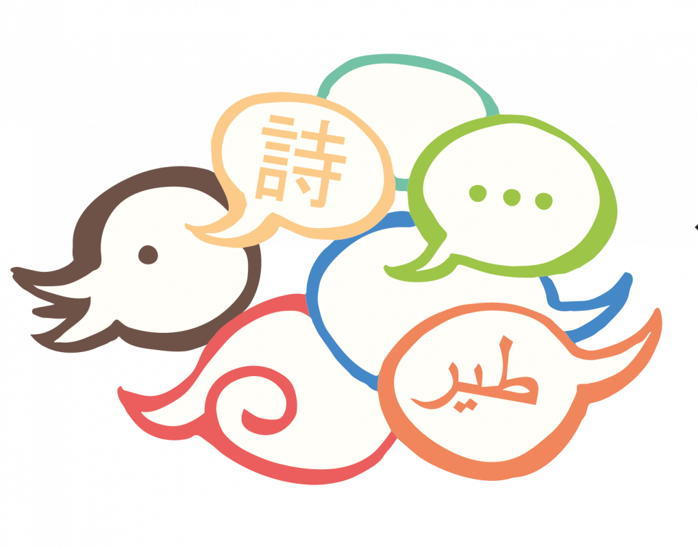 Speech bubbles with letters in different languages